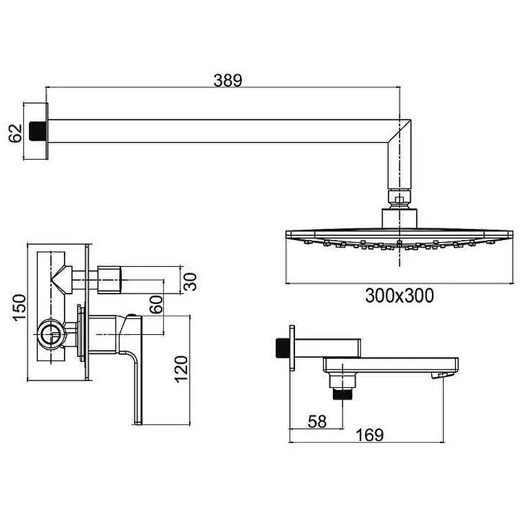 Душевая система Gappo (Гаппо) G7117-6 черный