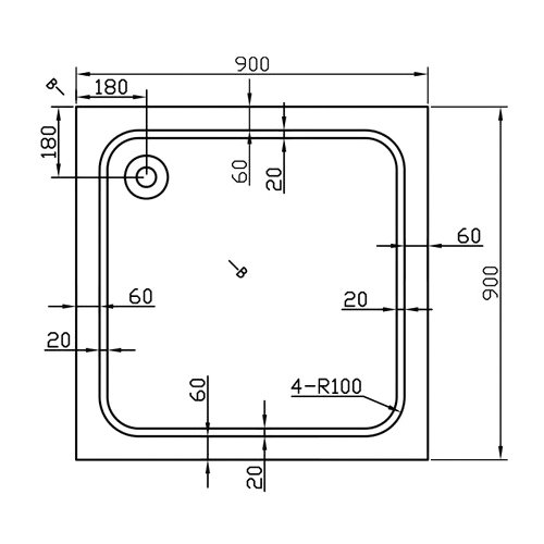 Поддон для душа Vincea (Винчея) акриловый VST-2AS-9090, 900х900х135, сифон Ф90 с гидрозатвором