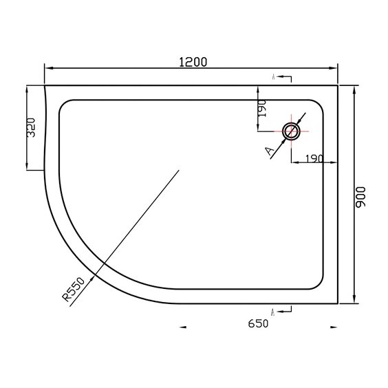 Поддон для душа Vincea (Винчея) акриловый VST-2AJ-1290R, 1200х900х135, сифон Ф90 с гидрозатвором
