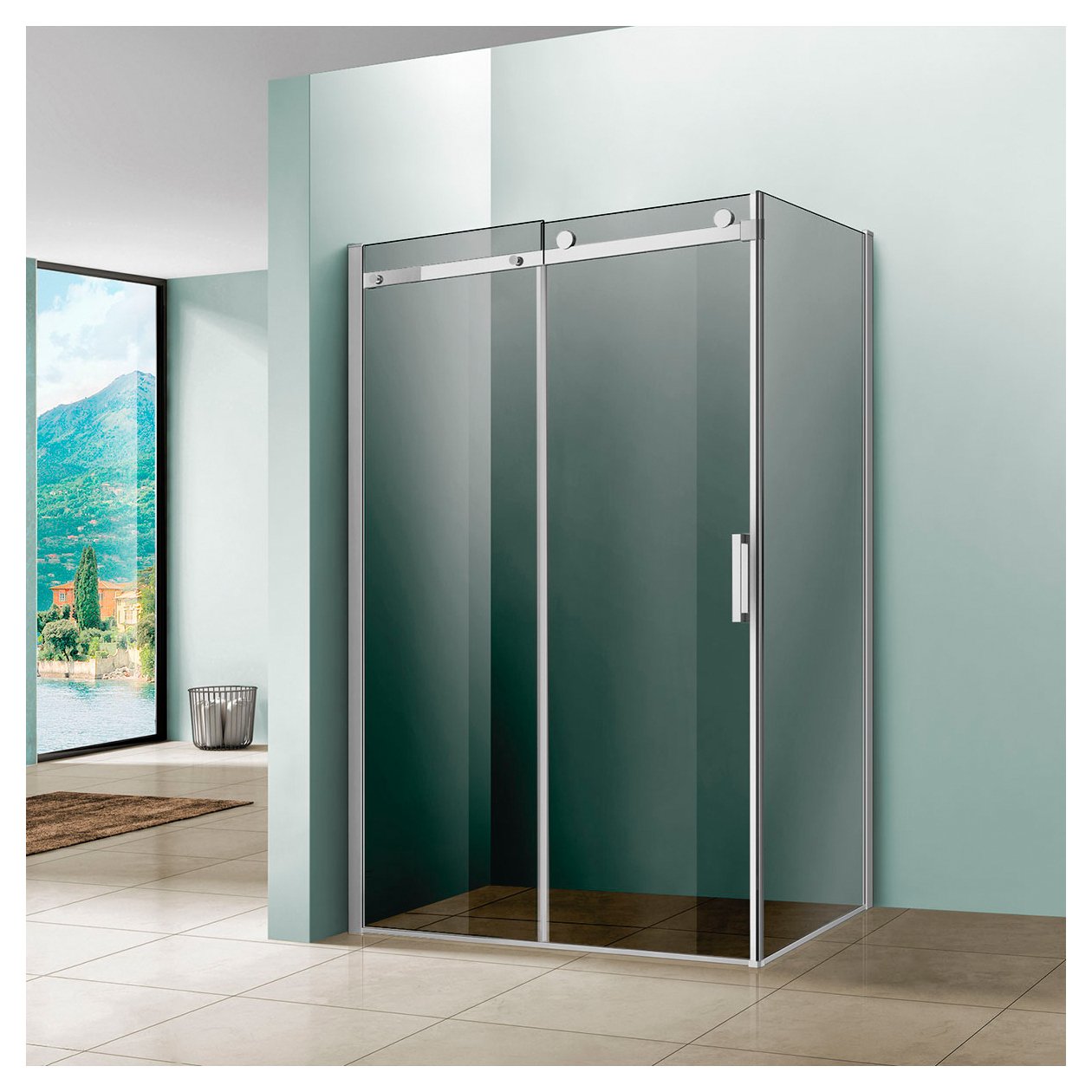 Душевой уголок Vincea (Винчея) Como VSR-1C9012CG, 1200х900 мм (габариты площадки) черный, стекло тонированное