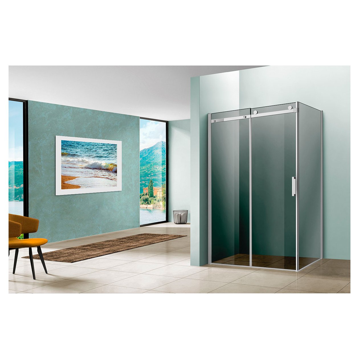 Душевой уголок Vincea (Винчея) Como VSR-1C9012CG, 1200х900 мм (габариты площадки) черный, стекло тонированное