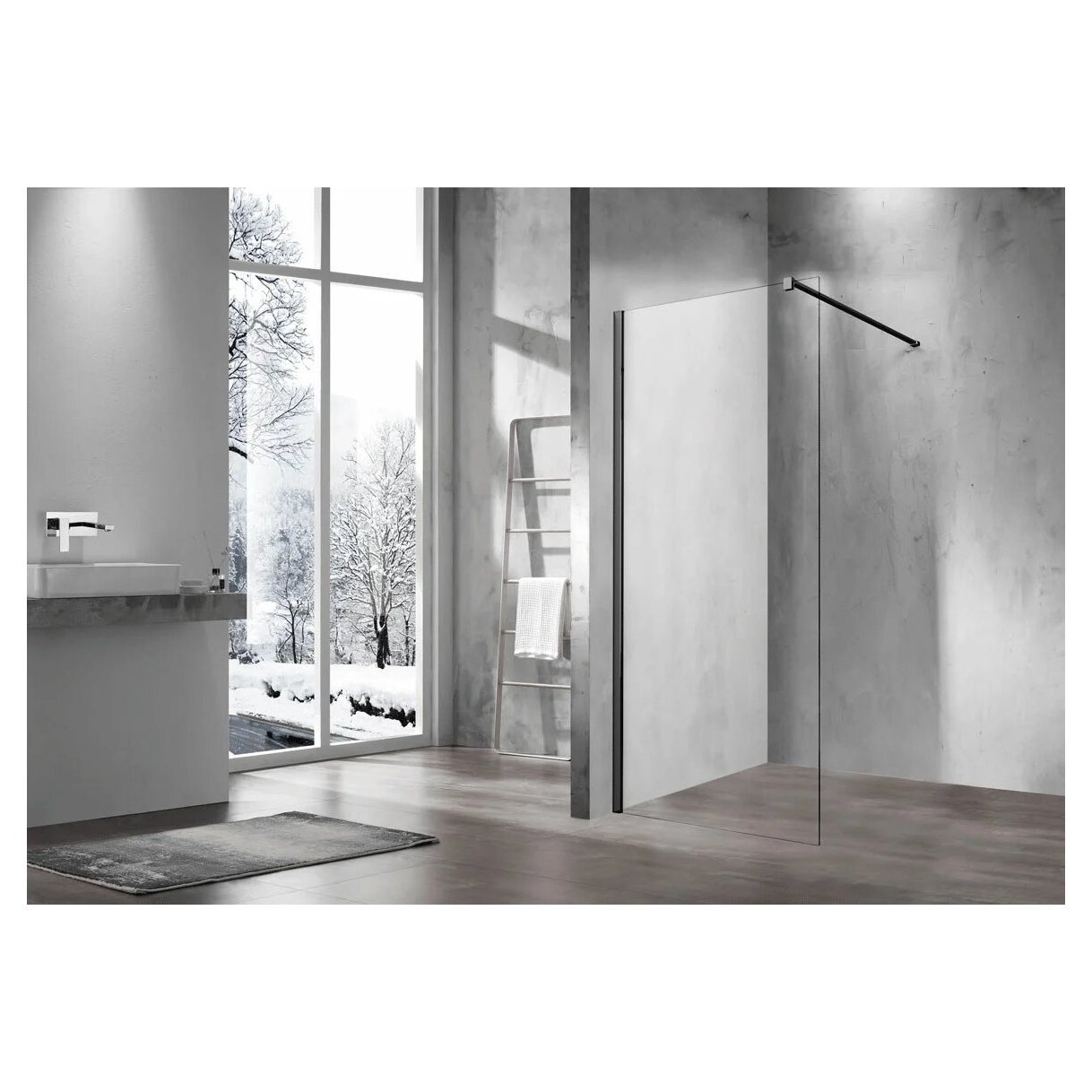 Душевая перегородка Vincea (Винчея) Walk-In VSW-1H800CLB, 800х2000, матовый черный, стекло прозрачное