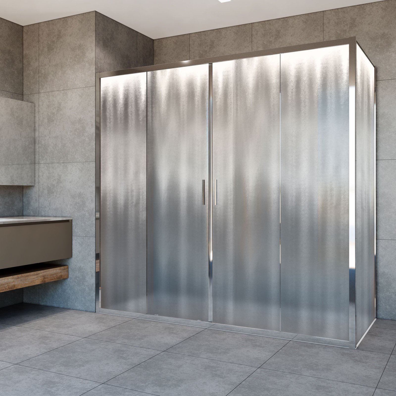 Душевой уголок Vincea (Винчея) Garda 2000х800 мм (габариты площадки) хром стекло шиншилла VSR-1G28020CH