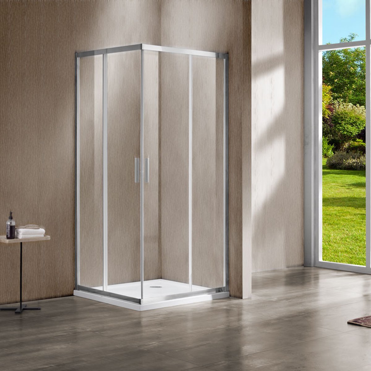 Душевой уголок Vincea (Винчея) Garda 1200х1100 мм (габариты площадки) хром стекло прозрачное VSS-1G1112CL