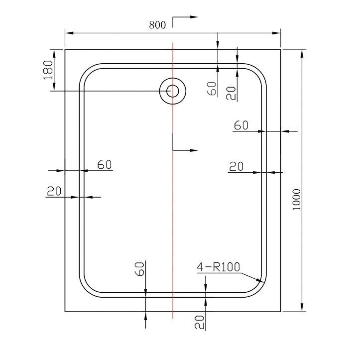 Поддон для душа Vincea (Винчея) акриловый VST-2AR-8010, 1000х800х135, сифон Ф90 с гидрозатвором