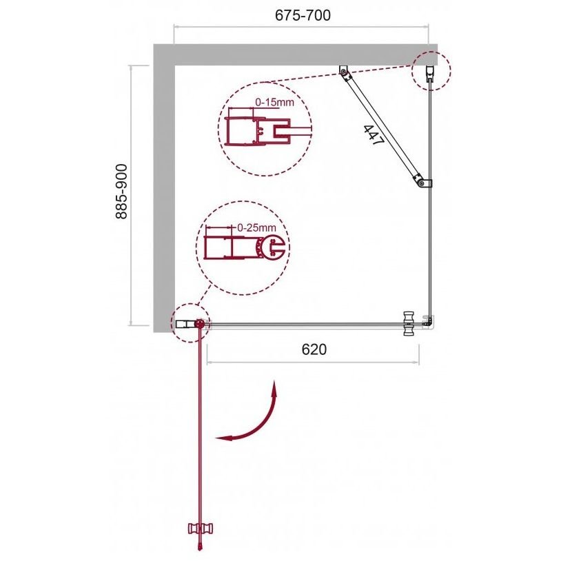 Душевой уголок BelBagno (Бельбагно) ETNA-AH-1-70/90-C-Cr хром, стекло прозрачное 6 мм (700х1950х900)