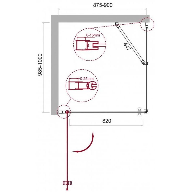 Душевой уголок BelBagno (Бельбагно) ETNA-AH-1-90/100-C-Cr хром, стекло прозрачное 6 мм (900х1950х1000)