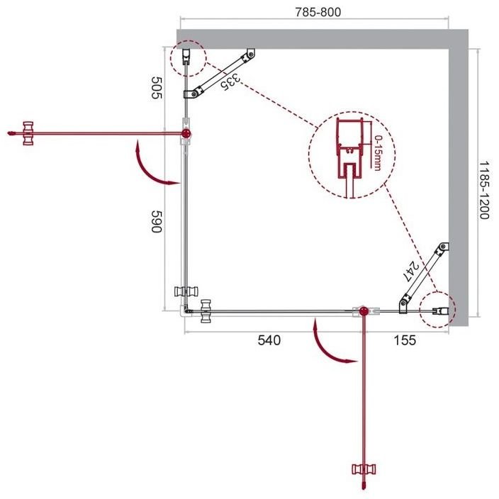 Душевой уголок BelBagno (Бельбагно) ETNA-AH-22-80/120-C-Cr хром, стекло прозрачное 6 мм (800х1950х1200)