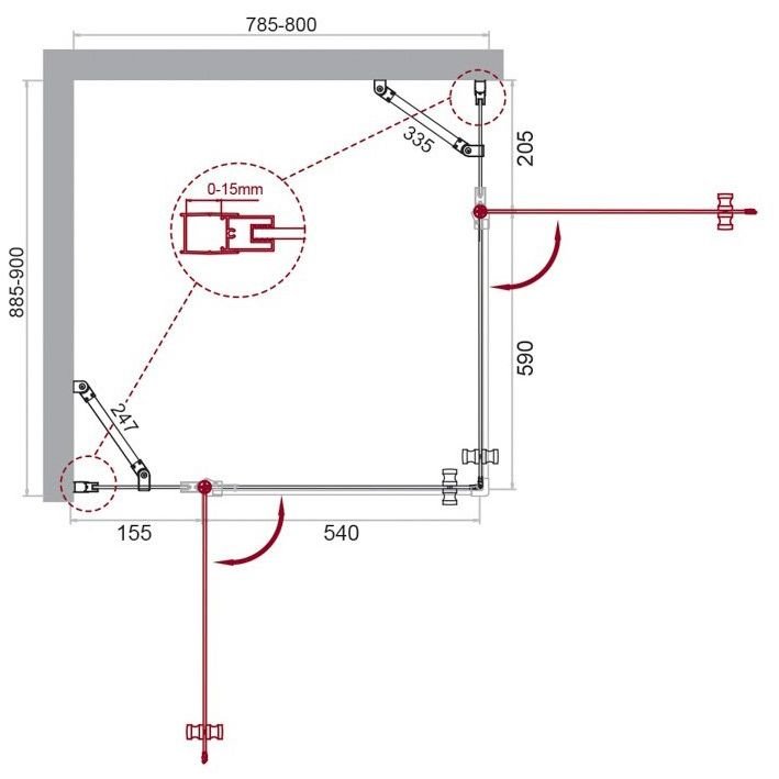 Душевой уголок BelBagno (Бельбагно) ETNA-AH-22-80/90-C-Cr хром, стекло прозрачное 6 мм (800х1950х900)