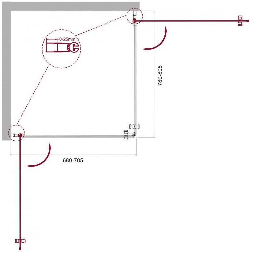 Душевой уголок BelBagno (Бельбагно) ETNA-AH-2-70/80-C-Cr хром, стекло прозрачное 6 мм (700х1950х800)