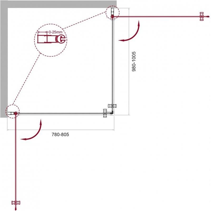 Душевой уголок BelBagno (Бельбагно) ETNA-AH-2-80/100-C-Cr хром, стекло прозрачное 6 мм (800х1950х1000)
