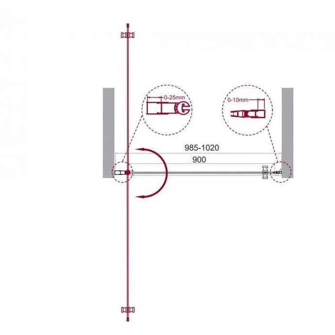 Душевая дверь BelBagno (Бельбагно) ETNA-B-1-100-C-Cr-90 хром, стекло прозрачное 6 мм (1000х1950)