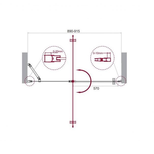 Душевая дверь BelBagno (Бельбагно) ETNA-B-12-60/30-C-Cr-90 хром, стекло прозрачное 6 мм (900х1950)