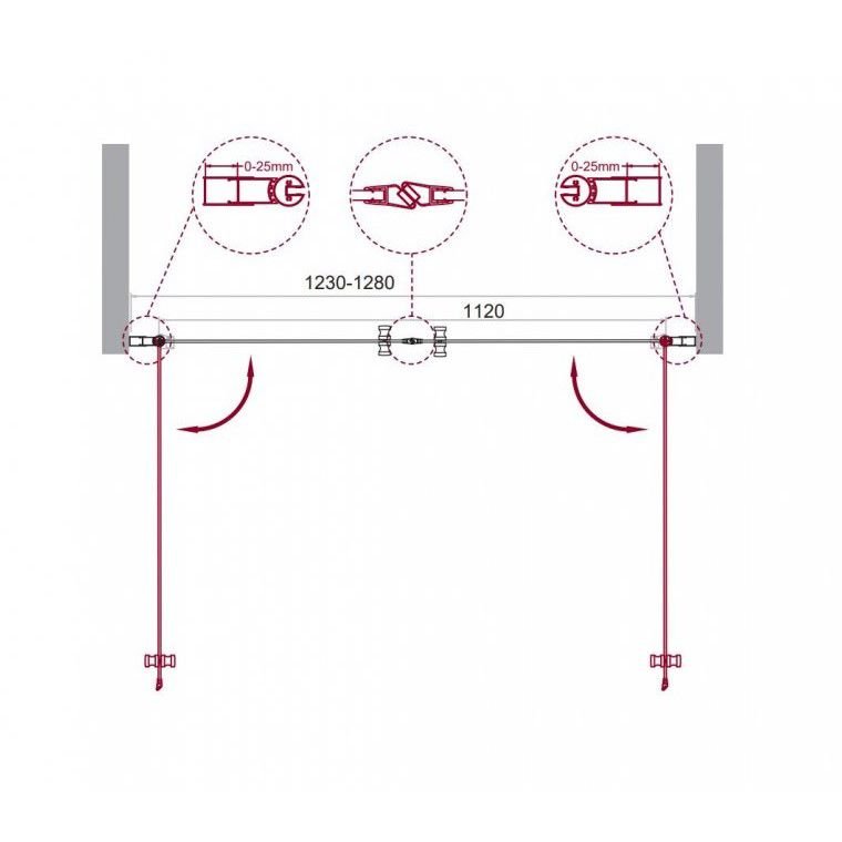 Душевая дверь BelBagno (Бельбагно) ETNA-B-2-130-C-Cr хром, стекло прозрачное 6 мм (1300х1950)