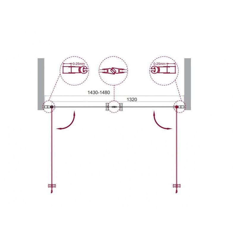 Душевая дверь BelBagno (Бельбагно) ETNA-B-2-150-C-Cr хром, стекло прозрачное 6 мм (1500х1950)