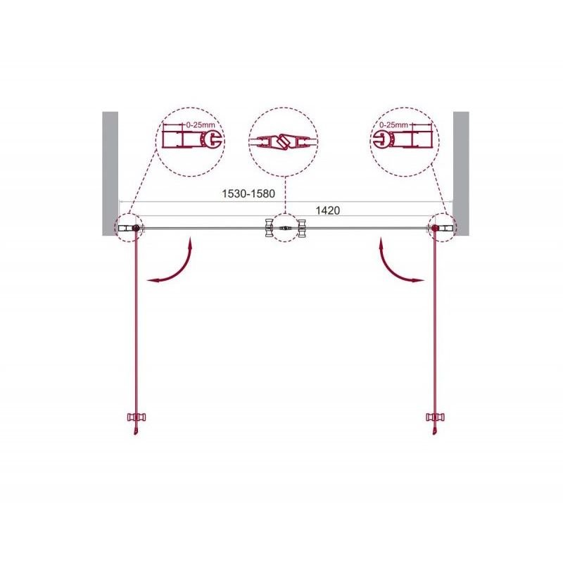 Душевая дверь BelBagno (Бельбагно) ETNA-B-2-160-C-Cr хром, стекло прозрачное 6 мм (1600х1950)