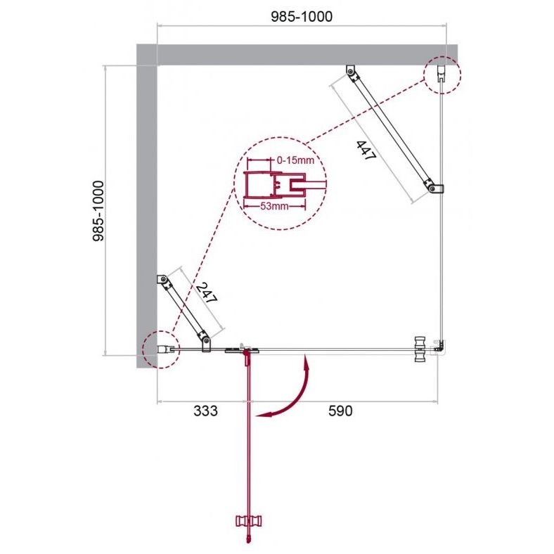Душевой уголок BelBagno (Бельбагно) KRAFT-A-12-100-C-Cr-L хром, стекло прозрачное 6 мм (1000х1950х1000)