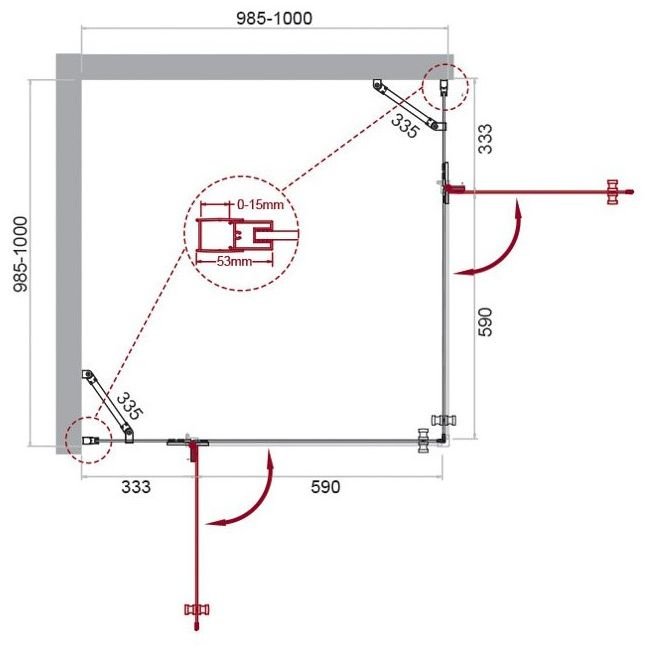 Душевой уголок BelBagno (Бельбагно) KRAFT-A-22-100-C-Cr хром, стекло прозрачное 6 мм (1000х1950х1000)