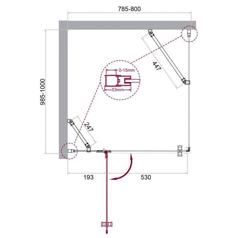 Душевой уголок BelBagno (Бельбагно) KRAFT-AH-12-80/100-C-Cr-L хром, стекло прозрачное 6 мм (800х1950х1000)