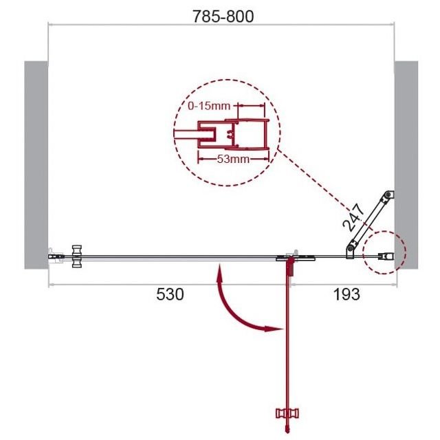 Душевая дверь BelBagno (Бельбагно) KRAFT-B-12-60/20-C-Cr-R хром, стекло прозрачное 6 мм (1950х800)