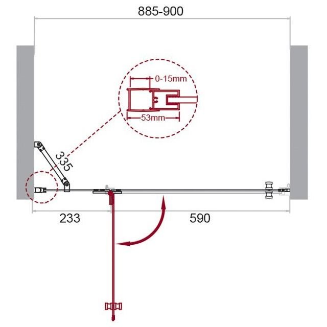 Душевая дверь BelBagno (Бельбагно) KRAFT-B-12-60/30-C-Cr-L хром, стекло прозрачное 6 мм (1950х900)