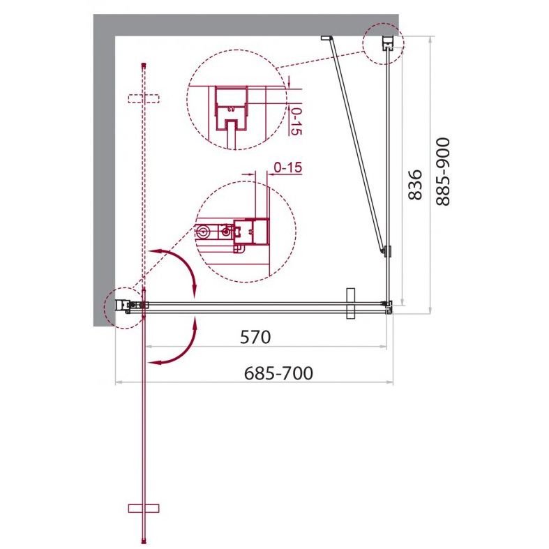 Душевой уголок BelBagno (Бельбагно) MARMI-AH-1-70/90-C-Cr хром, стекло прозрачное 8 мм (700х1950х900)