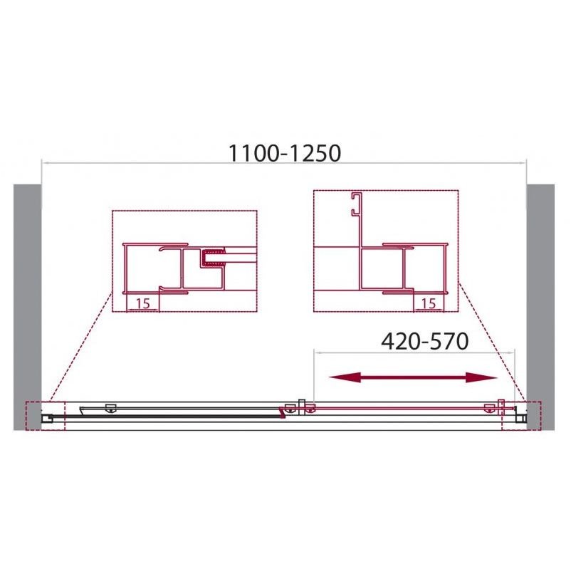 Душевая дверь BelBagno (Бельбагно) UNIQUE-BF-1-110/125-M-Cr хром, стекло матовое 5 мм (1900х1100/1250)