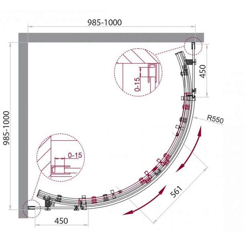Душевой уголок BelBagno (Бельбагно) ACQUA-R-2-100-C-NERO черный матовый, стекло прозрачное 8 мм (1000х1950х1000)