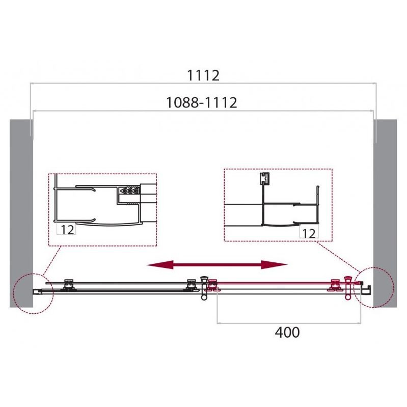 Душевая дверь BelBagno (Бельбагно) UNO-195-BF-1-110-C-Cr хром, стекло прозрачное 5 мм (1950х1100)