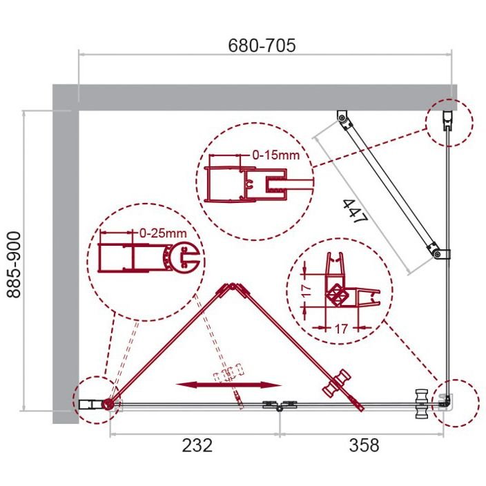 Душевой уголок BelBagno (Бельбагно) ALBANO-ASH-1-70/90-C-Cr хром, стекло прозрачное 6 мм (700х1950х900)