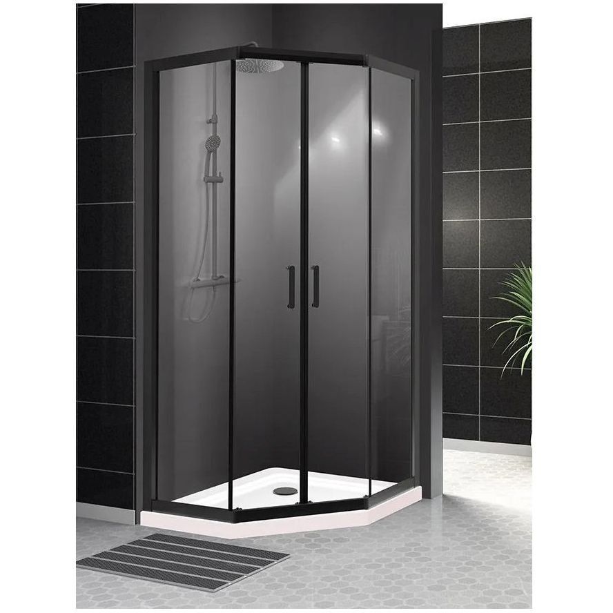 Душевой уголок BelBagno UNO-195-P-2-90-C-NERO черный матовый стекло прозрачное 5 мм (900х1950х900)