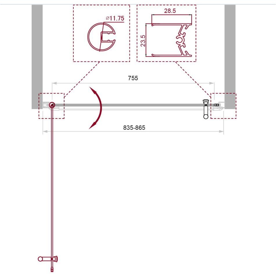 Душевая дверь BelBagno (Бельбагно) UNO-B-1-85-C-Cr хром, стекло прозрачное 5 мм (1900х850)