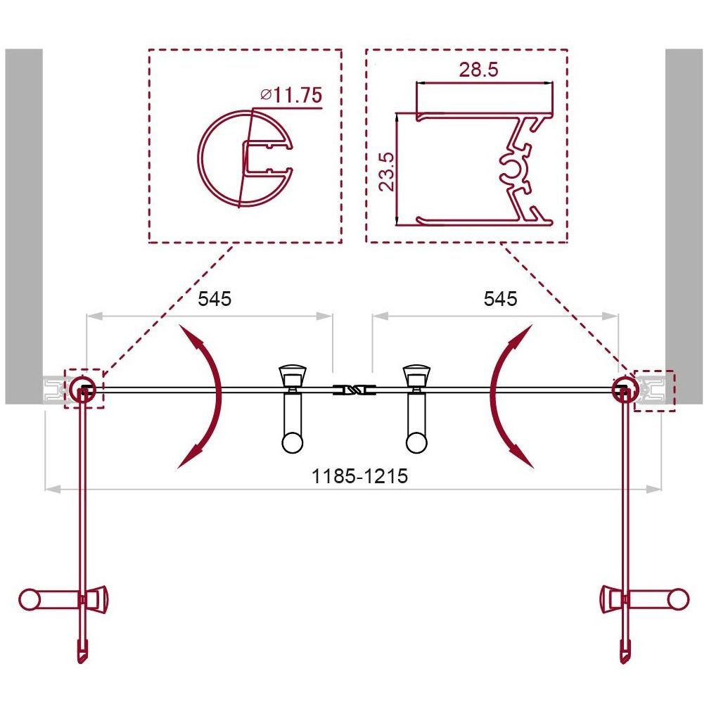 Душевая дверь BelBagno (Бельбагно) UNO-B-2-120-P-Cr хром, стекло рифленое 5 мм (1900х1200)