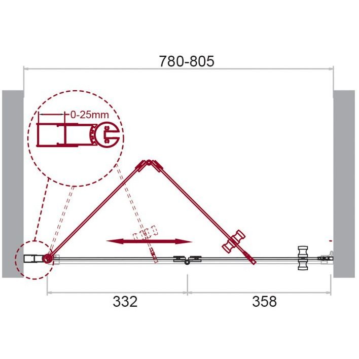 Душевая дверь BelBagno (Бельбагно) ALBANO-BS-12-80-C-Cr хром, стекло прозрачное 6 мм (800х1950)