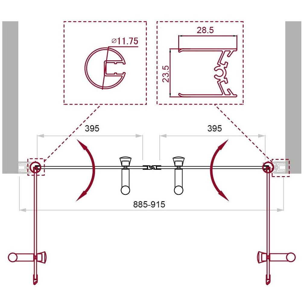 Душевая дверь BelBagno (Бельбагно) UNO-B-2-90-CH-Cr хром, шиншила 5 мм (1900х900)