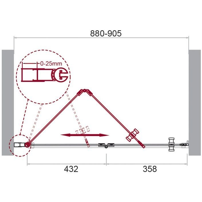 Душевая дверь BelBagno (Бельбагно) ALBANO-BS-12-90-C-Cr хром, стекло прозрачное 6 мм (900х1950)