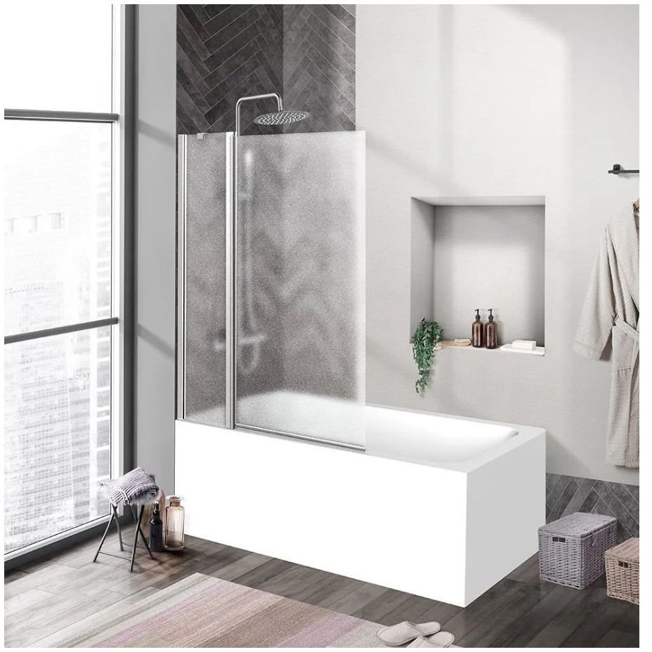 Душевая шторка на ванну BelBagno (Бельбагно) UNO-V-11-80/150-P-Cr хром, стекло рифленое 5 мм (1500х800)