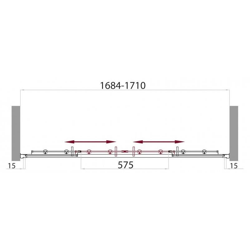 Душевая шторка на ванну BelBagno (Бельбагно) UNO-VF-2-170/145-M-Cr хром, стекло матовое 5 мм (1450х1700)