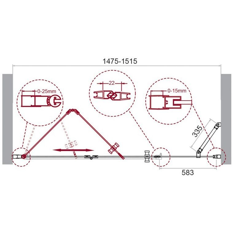 Душевая дверь BelBagno (Бельбагно) ALBANO-BS-13-60+90-C-Cr хром, стекло прозрачное 6 мм (1500х1950)