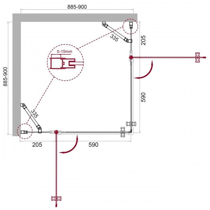 Душевой уголок BelBagno (Бельбагно) ETNA-A-22-90-C-Cr хром, стекло прозрачное 6 мм (900х1950х900)
