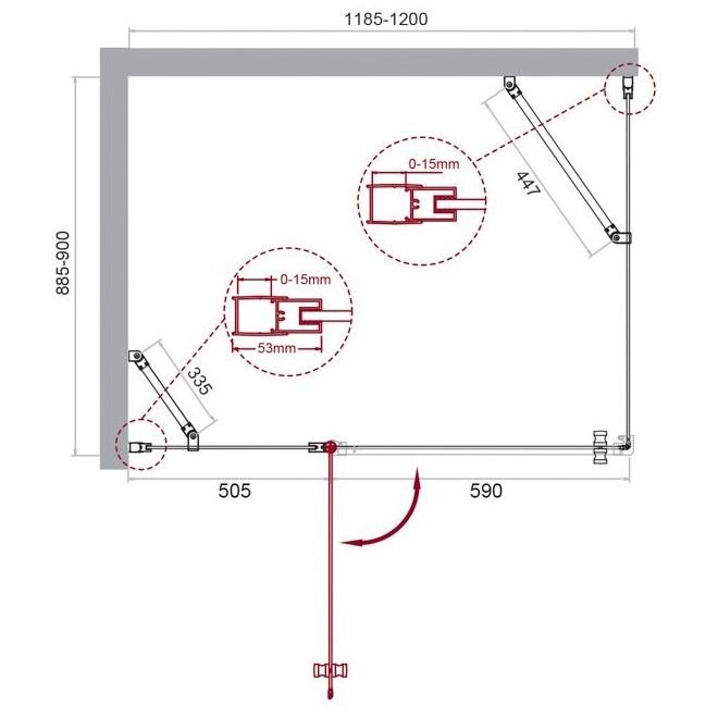 Душевой уголок BelBagno (Бельбагно) ETNA-AH-12-120/90-C-Cr хром, стекло прозрачное 6 мм (1200х1950х900)