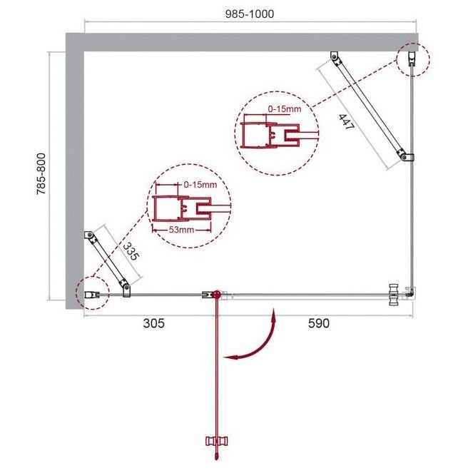 Душевой уголок BelBagno (Бельбагно) ETNA-AH-12-80/100-C-Cr хром, стекло прозрачное 6 мм (800х1950х1000)