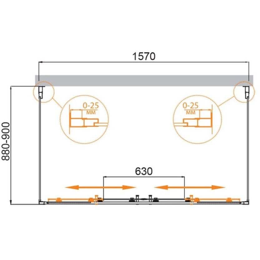 Душевой уголок Cezares (Цезарис) MOLVENO-AH-2/2-160/90-C-Cr-IV цвет профиля хром, стекло прозрачное 6 мм 160х195х90 см