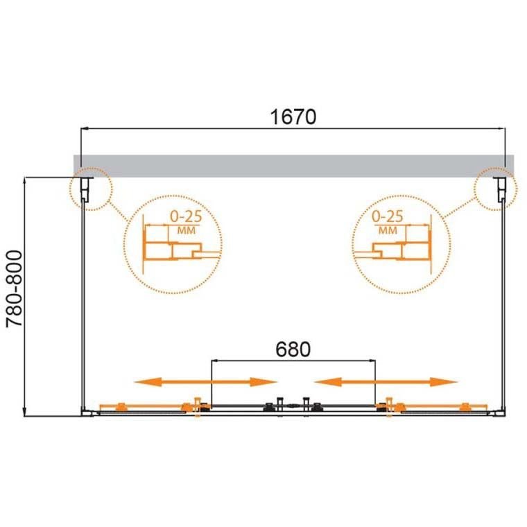 Душевой уголок Cezares (Цезарис) MOLVENO-AH-2/2-170/80-C-Cr-IV цвет профиля хром, стекло прозрачное 6 мм 170х195х80 см