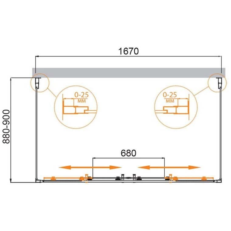 Душевой уголок Cezares (Цезарис) MOLVENO-AH-2/2-170/90-C-Cr-IV цвет профиля хром, стекло прозрачное 6 мм 170х195х90 см
