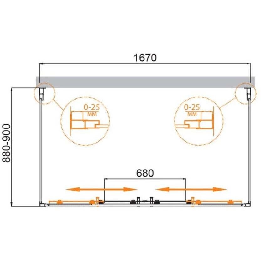 Душевой уголок Cezares (Цезарис) MOLVENO-AH-2/2-170/90-P-Cr цвет профиля хром, стекло матовое 6 мм 170х195х90 см