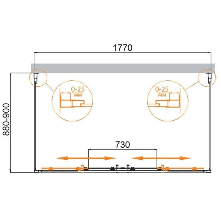 Душевой уголок Cezares (Цезарис) MOLVENO-AH-2/2-180/90-P-Cr цвет профиля хром, стекло матовое 6 мм 180х195х90 см