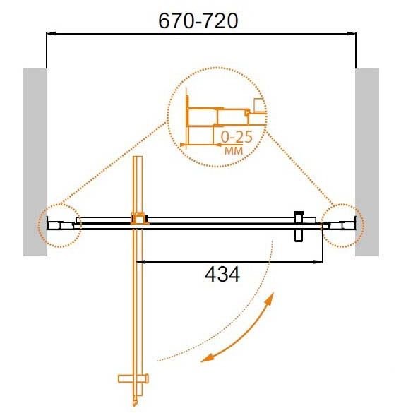 Душевая дверь Cezares (Цезарис) MOLVENO-BA-1-70-C-Cr-IV цвет профиля хром, стекло прозрачное 6 мм 195х70 см