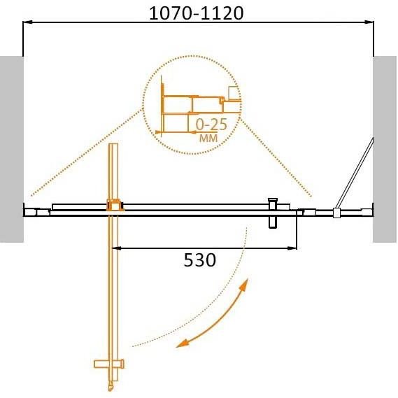 Душевая дверь Cezares (Цезарис) MOLVENO-BA-11-80+30-C-Cr-IV цвет профиля хром, стекло прозрачное 6 мм 195х110 см