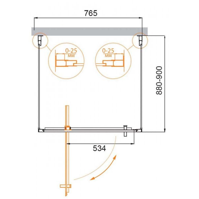 Душевой уголок Cezares (Цезарис) MOLVENO-BA2-80/90-C-Cr-IV цвет профиля хром, стекло прозрачное 6 мм 80х195х90 см
